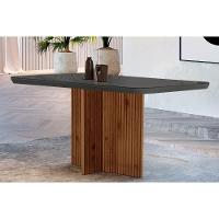 Mesa Para Cozinha Berlim Com Tampo 120x80cm Madeirado Vidro Canto Curvo Imbuia Ripado 3d Grafite Rufato - 1