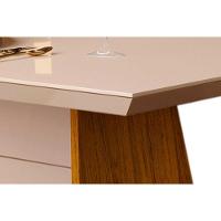 Mesa Para Cozinha Fler Com Tampo Madeirado Com Vidro 90x90cm Cedro Off White Off White Dj Móveis - 5