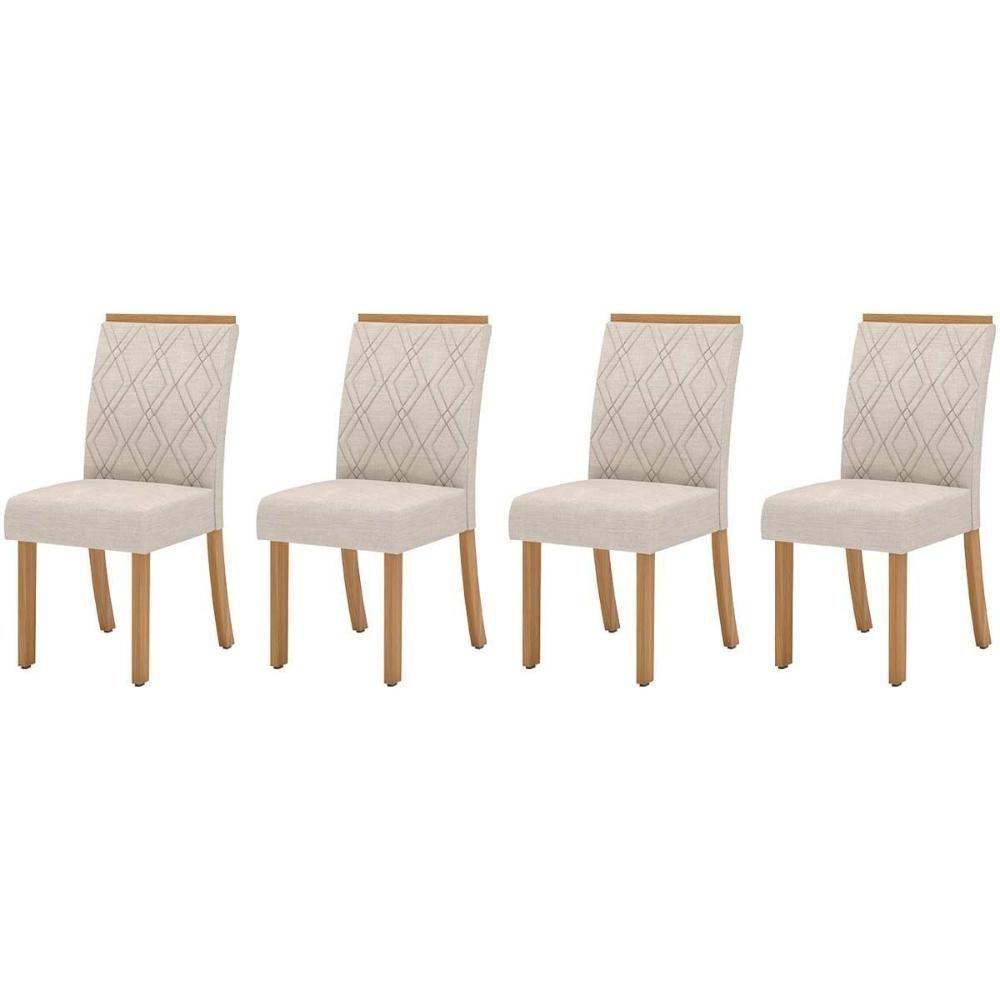 Kit 4 Cadeiras Sala Jantar Vita 4 Un Nature Suede Light Linho - 1