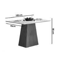 Mesa Para Cozinha Dulce Com Tampo Madeirado Vidro Reto 120x90cm Freijó Off White Dj Móveis - 3