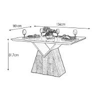 Mesa Para Cozinha Argo Com Tampo Madeirado Com Vidro Curvo 136x90cm Cedro Off White Dj Móveis