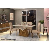 Mesa Para Cozinha Argo Com Tampo Madeirado Com Vidro Curvo 136x90cm Cedro Off White Dj Móveis - 5