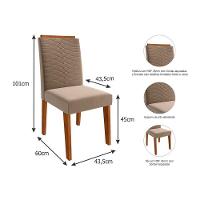 Conjunto Mesa Sala Jantar Carol Tampo Madeirado Com Vidro 180x90cm E 6 Cadeiras Clarice Madeirado Linho Bege Cimol - 3