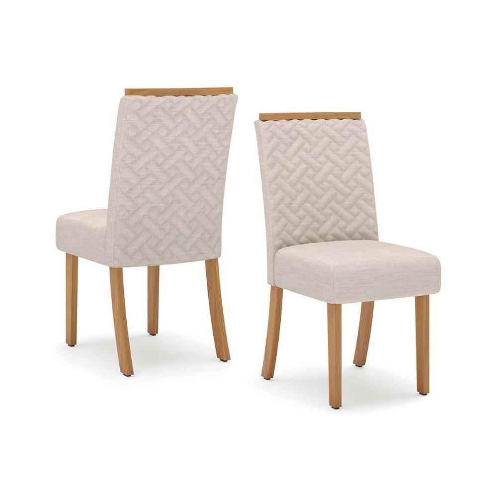 Conjunto Mesa Sala Jantar Lins Com Tampo Madeirado Reto 160x90cm E 6 Cadeiras Malu Nature Linho Henn - 10