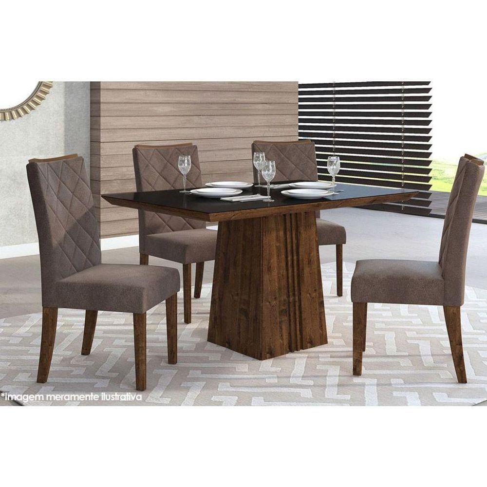 Mesa Para Cozinha Italia Com Tampo Madeirado Com Vidro 120x90cm Cedro Off White Dj Móveis - 6