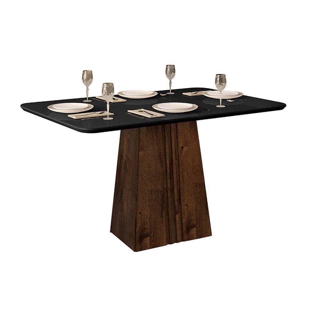 Mesa Para Cozinha Italia Com Tampo Madeirado Com Vidro 120x90cm Cedro Off White Dj Móveis - 7