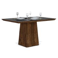 Mesa Para Cozinha Italia Com Tampo Madeirado Com Vidro 120x90cm Cedro Off White Dj Móveis - 8