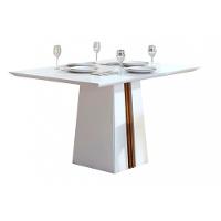 Mesa Para Cozinha Italia Com Tampo Madeirado Com Vidro 120x90cm Cedro Off White Dj Móveis - 9