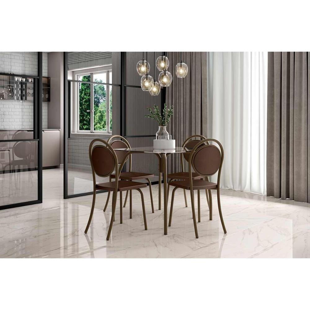 Kit 2 Cadeiras Sala Jantar 1738 Aço 2 Uni Rose Linho Areia Courano Caramelo Carraro - 6