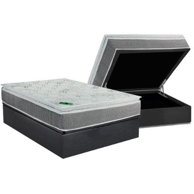 Cama Box Baú Casal: Colchão Molas Masterpocket Ensacadas Luckspuma Maxi Life + Base Crc Suede Gray (138x188)