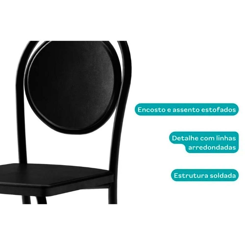 Kit 6 Cadeiras Sala Jantar 1738 6 Uni Preto Courano Preto Carraro - 6