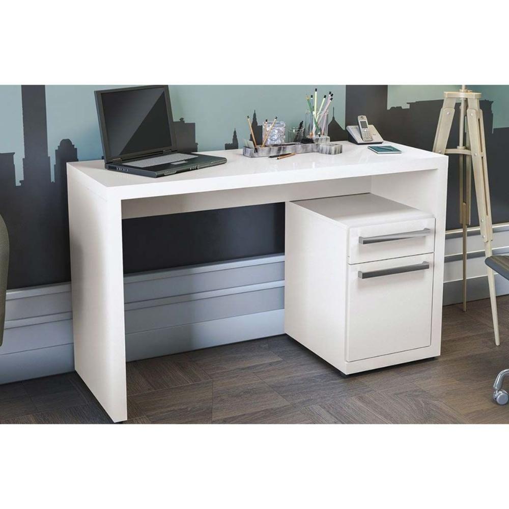 Mesa Escrivaninha Casal S970 Com 1 Porta E 1 Gaveta Branco Kappesberg - 1