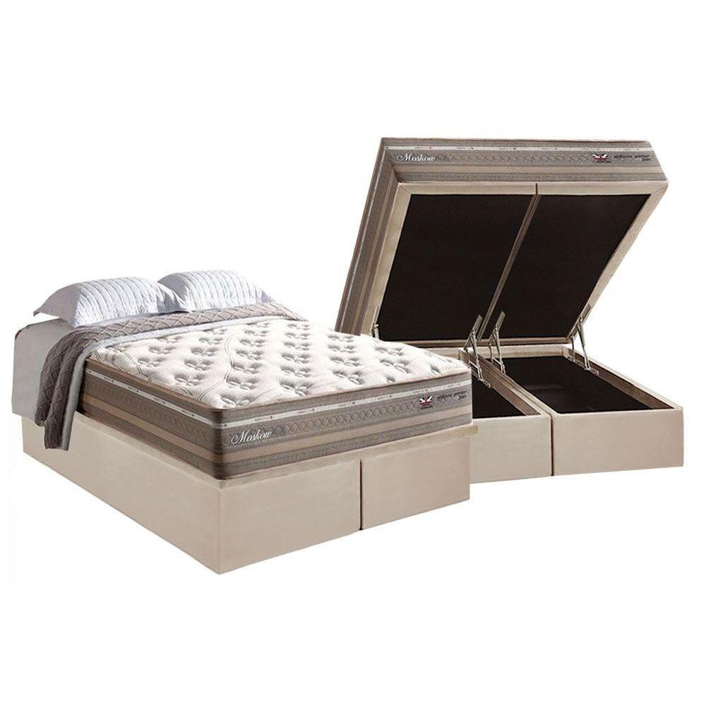 Cama Box Baú King: Colchão Molas Masterpocket Ensacadas Herval Maxspring Moskow + Base Crc Suede Clean (193x203) - 1