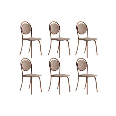 Kit 6 Cadeiras Sala Jantar 1738 6 Uni Rose Linho Areia Courano Caramelo Carraro