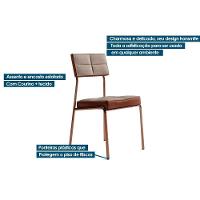 Kit 4 Cadeiras Sala Jantar Neo 1740 4 Uni Rose Linho Areia Courano Caramelo Carraro - 7