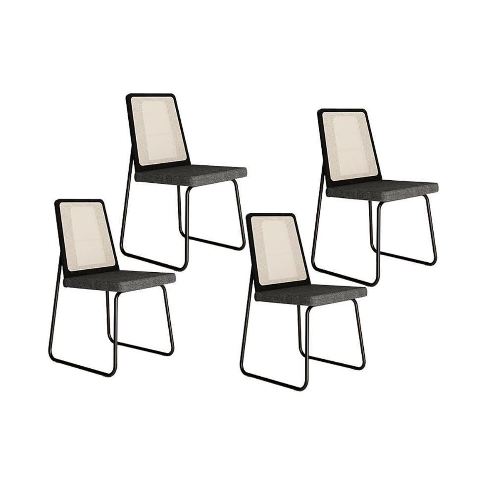 Kit 4 Cadeiras Sala Jantar Wood 1751 4 Uni Preto Linho Grafite Carraro - 1