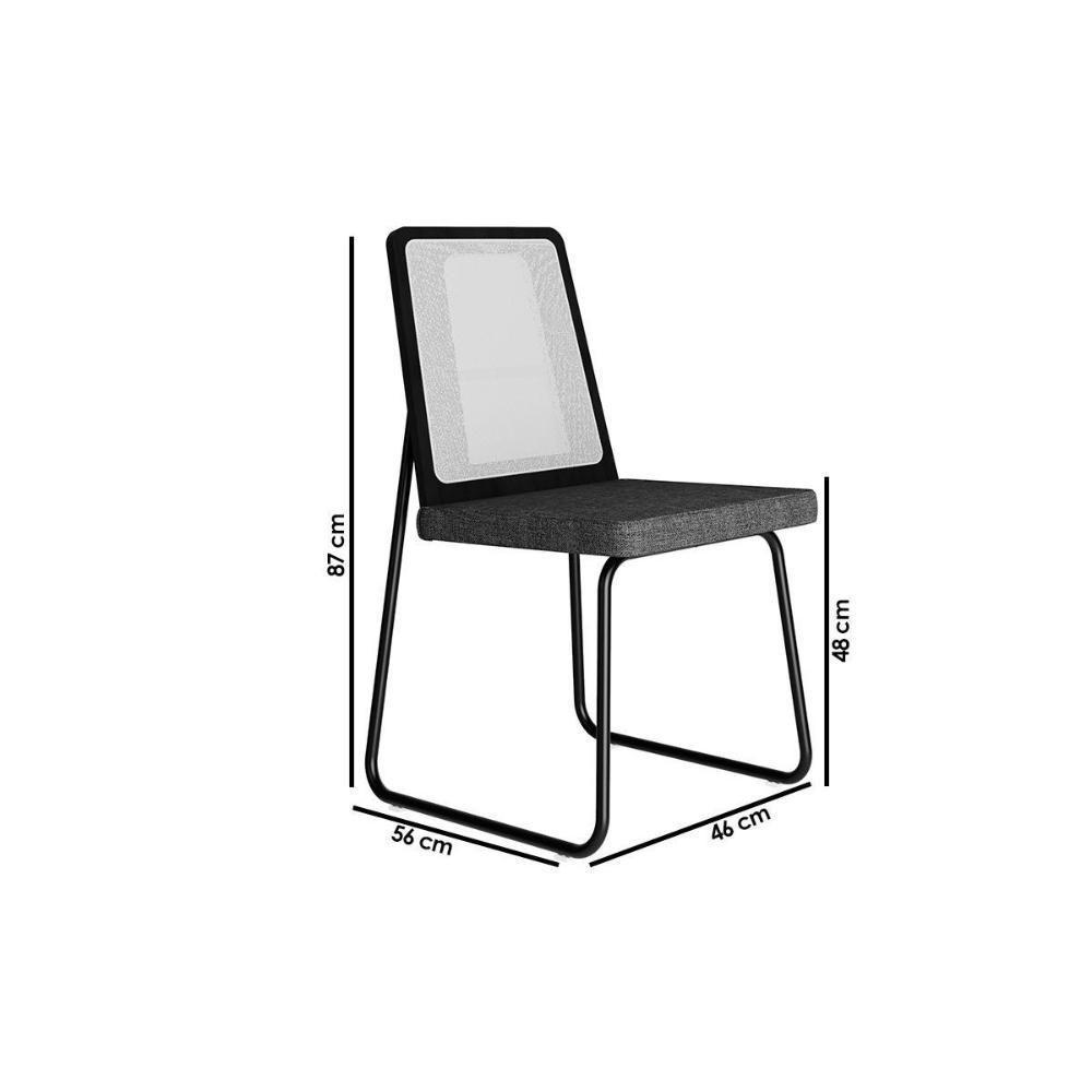Kit 4 Cadeiras Sala Jantar Wood 1751 4 Uni Preto Linho Grafite Carraro - 5