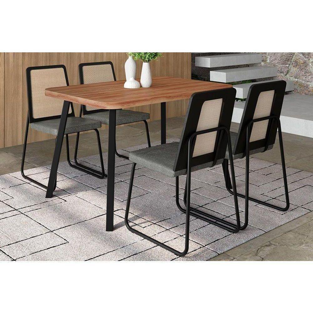 Kit 4 Cadeiras Sala Jantar Wood 1751 4 Uni Preto Linho Grafite Carraro - 6