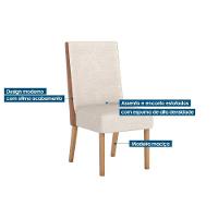 Conjunto Mesa De Cozinha Orus Tampo Madeirado Com Vidro 120x80cm E 4 Cadeiras Anne Nature Courano Creme Henn - 9