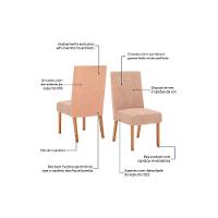 Conjunto Mesa De Cozinha Orus Tampo Madeirado Com Vidro 120x80cm E 4 Cadeiras Anne Nature Courano Creme Henn - 10