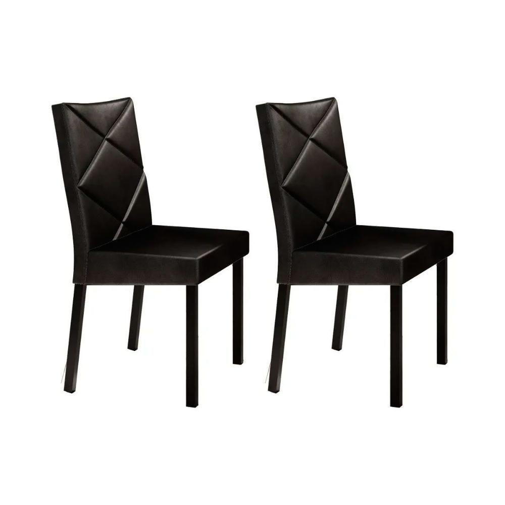 Kit 2 Cadeiras Sala Jantar 1737 2 Un Preto Courano Preto Carraro - 1