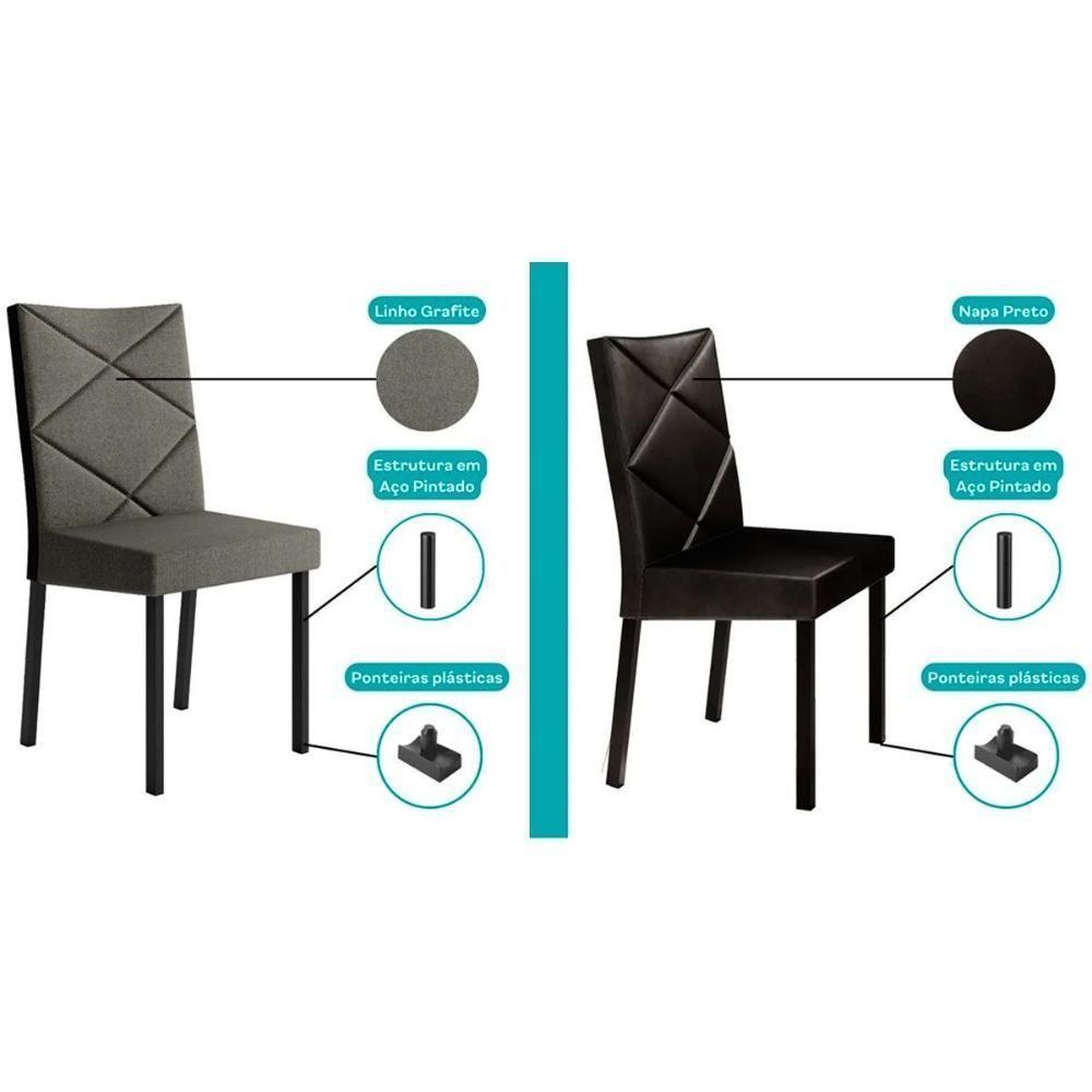 Kit 2 Cadeiras Sala Jantar 1737 2 Un Preto Courano Preto Carraro - 4
