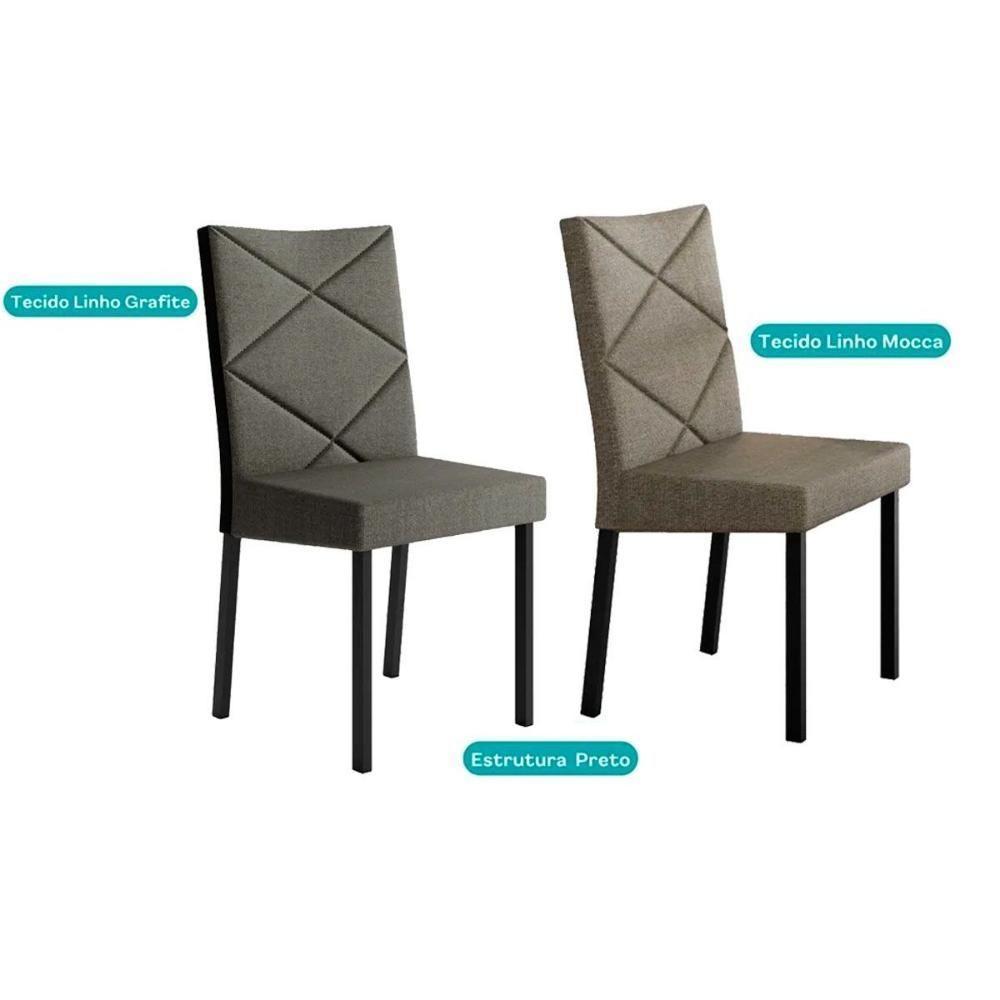 Kit 2 Cadeiras Sala Jantar 1737 2 Un Preto Courano Preto Carraro - 5