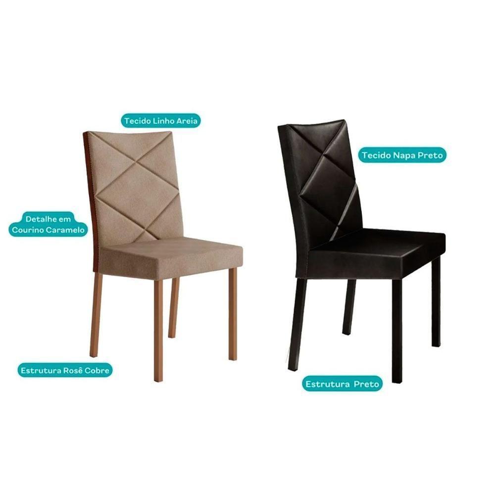 Kit 2 Cadeiras Sala Jantar 1737 2 Un Preto Courano Preto Carraro - 6