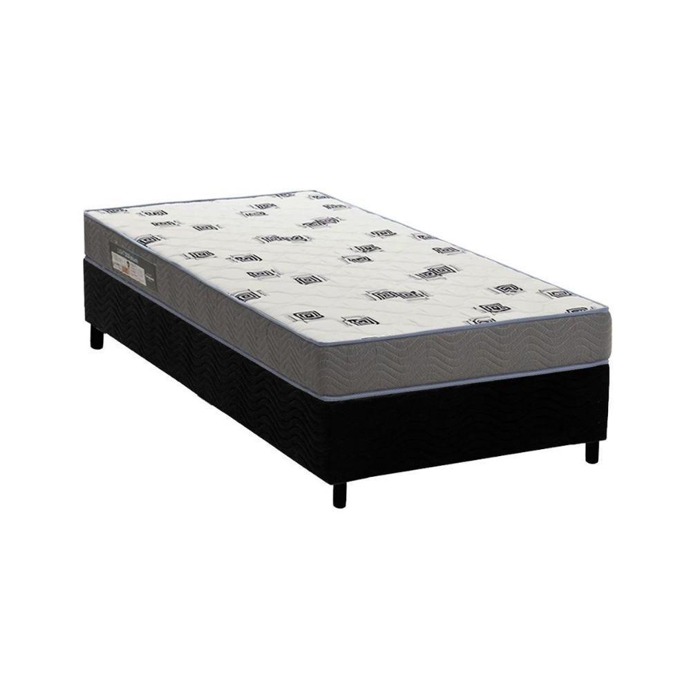 Cama Box Solteiro: Colchão Espuma D33 Ortobom Light Saúde + Base Crc Suede Black (78x188) - 1