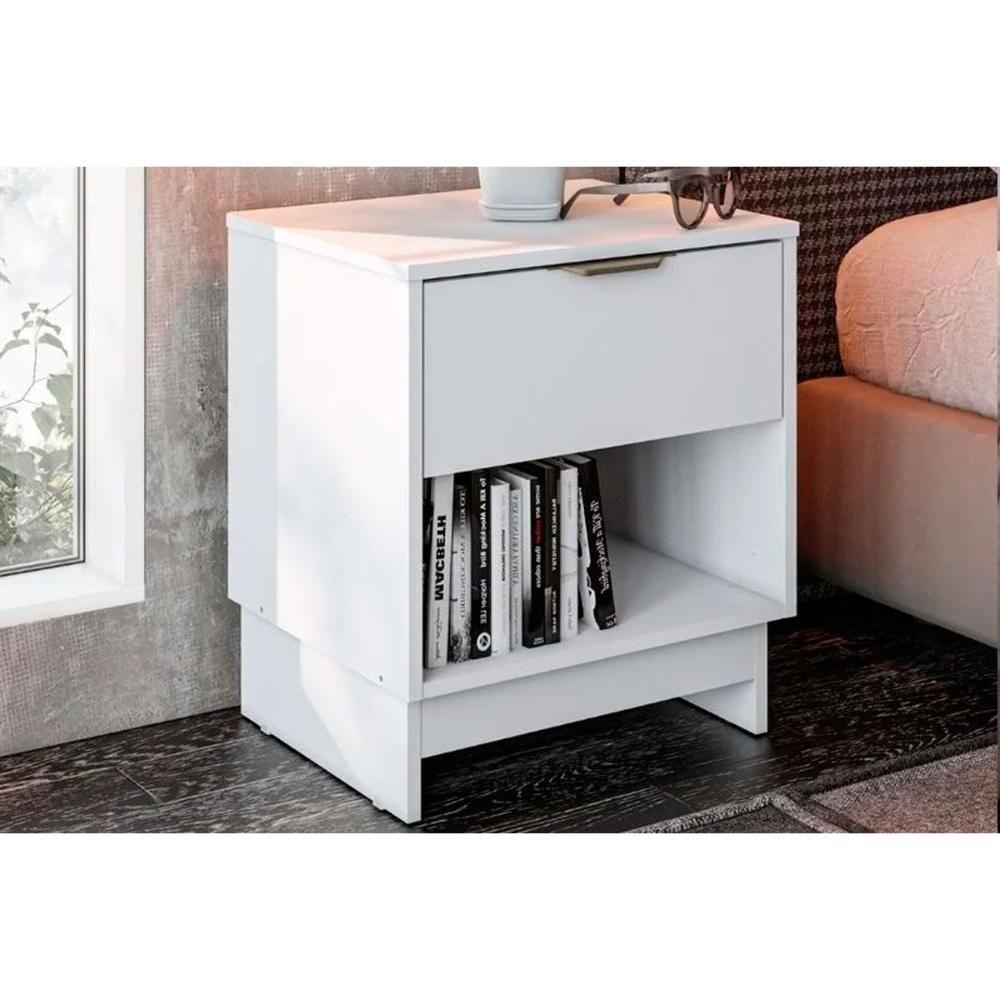 Mesa Cabeceira Casal 1145 Com 1 Gaveta Branco Carraro - 5