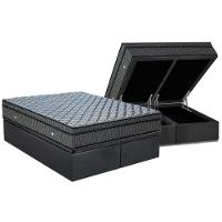 Cama Box Baú King: Colchão Molas Superpocket Ensacadas Ortobom Orthotel Luxo + Base Crc Suede Gray (193x203) - 1