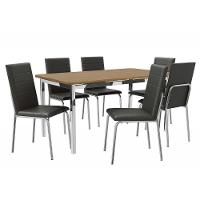 Conjunto Mesa De Cozinha Reno Com Tampo De Madeira 160cm E 6 Cadeiras Amsterdã Cromada Capuccino Kappesberg - 5