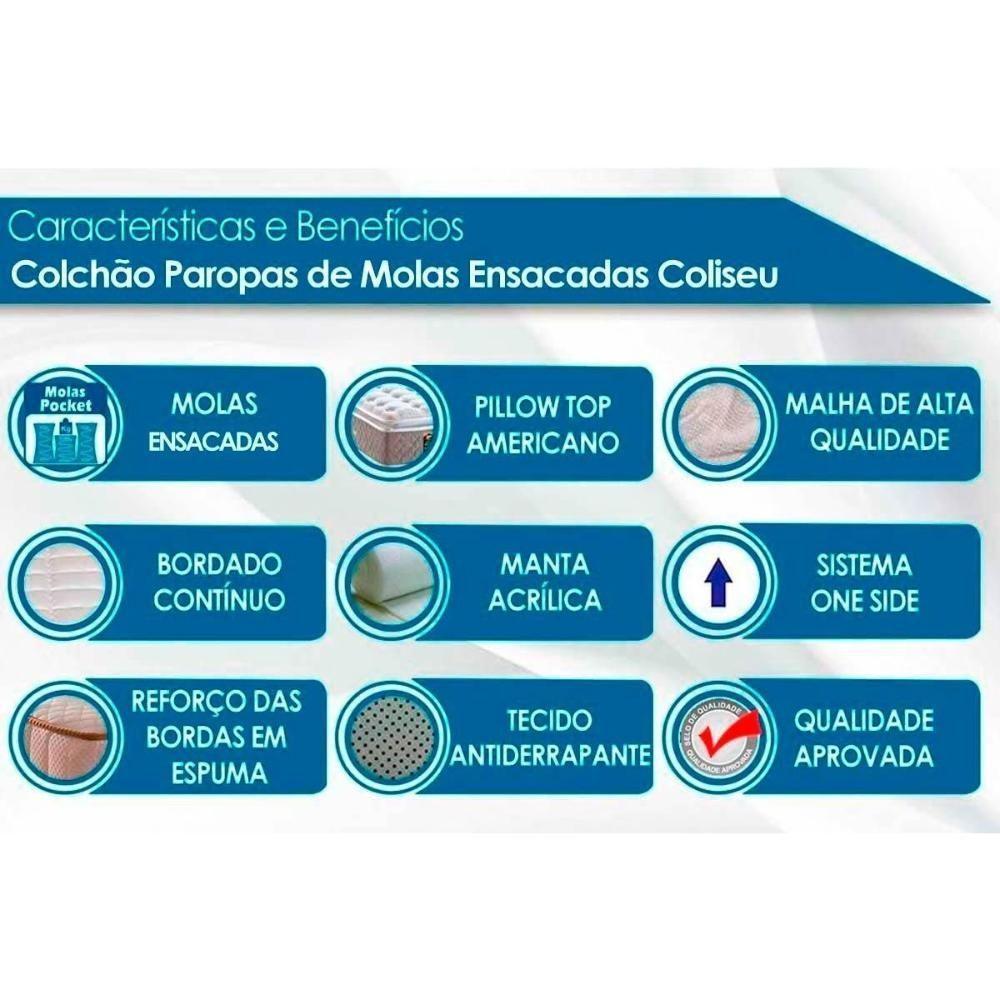 Cama Box Baú Queen: Colchão Molas Masterpocket Ensacadas Paropas Coliseu + Base Crc Suede White (158x198) - 5