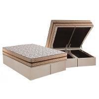 Cama Box Baú King: Colchão Molas Masterpocket Ensacadas Paropas Basic + Base Crc Suede Clean (193x203) - 1
