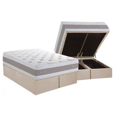 Cama Box Baú King: Colchão Molas Masterpocket Ensacadas Herval Royals Sleep C1666 + Base Crc Suede Clean (193x203x35)