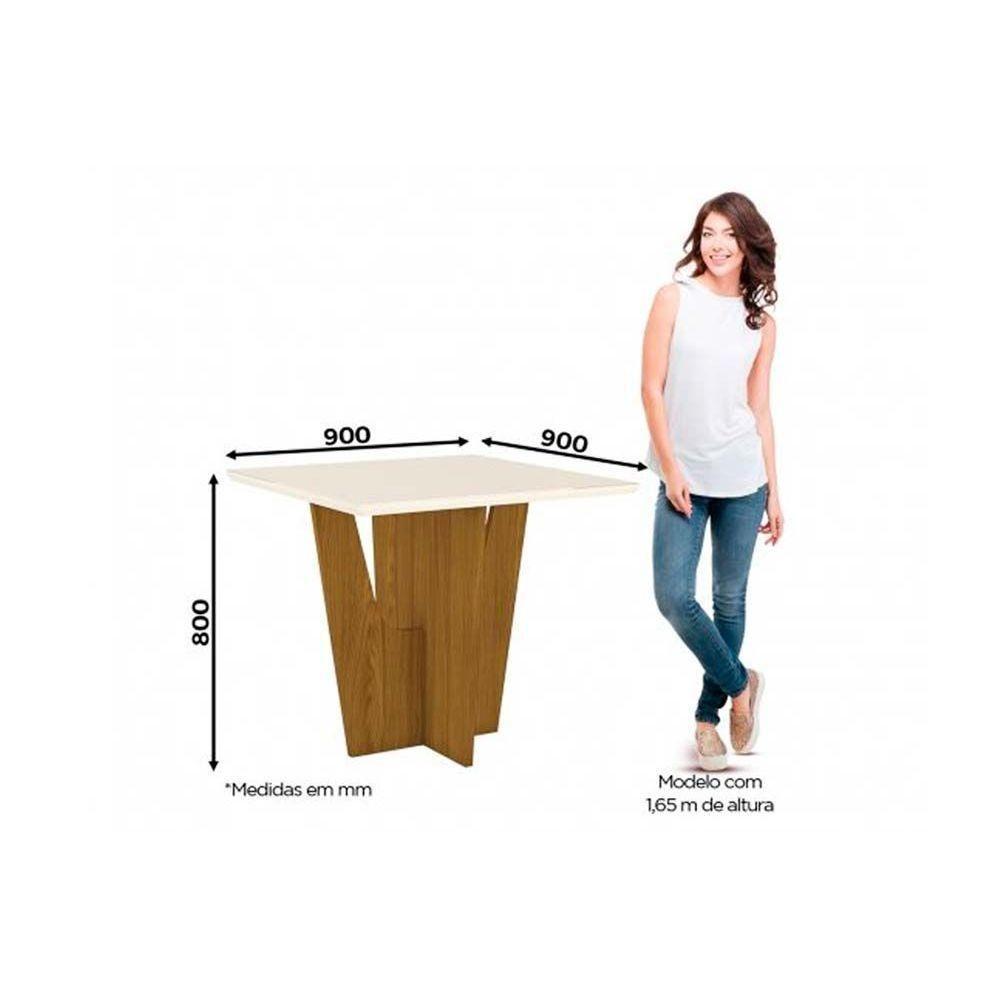 Conjunto Mesa De Cozinha Vértice Com Tampo Madeirado 90x90cm E 4 Cadeiras Tauá Nature Linho Henn - 3