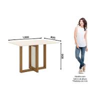 Conjunto Mesa De Cozinha Natalí Com Tampo Madeirado 120x80cm E 4 Cadeiras Vita Nature Off White Linho Bege Henn - 8