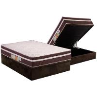 Cama Box Baú Casal: Colchão Ortopédico Polar D28 Orthoface Vip + Base Crc Suede Brown (138x188) - 1
