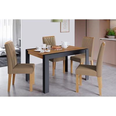 Conjunto Mesa De Cozinha Grace Tampo Madeirado 130x90cm E 4 Cadeiras Nicole Nature Suede Joli Chocolate Cimol