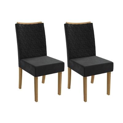 Kit 2 Cadeiras Sala Jantar 2cad129 2 Un Canela Suede Preto