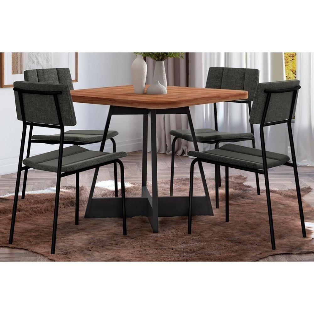 Kit 4 Cadeiras Sala Jantar Lou 1742 4 Uni Rose Linho Areia Carraro - 5