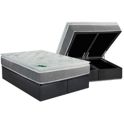 Cama Box Baú Queen: Colchão Molas Masterpocket Ensacadas Luckspuma Maxi Life + Base Crc Suede Gray (158x198)