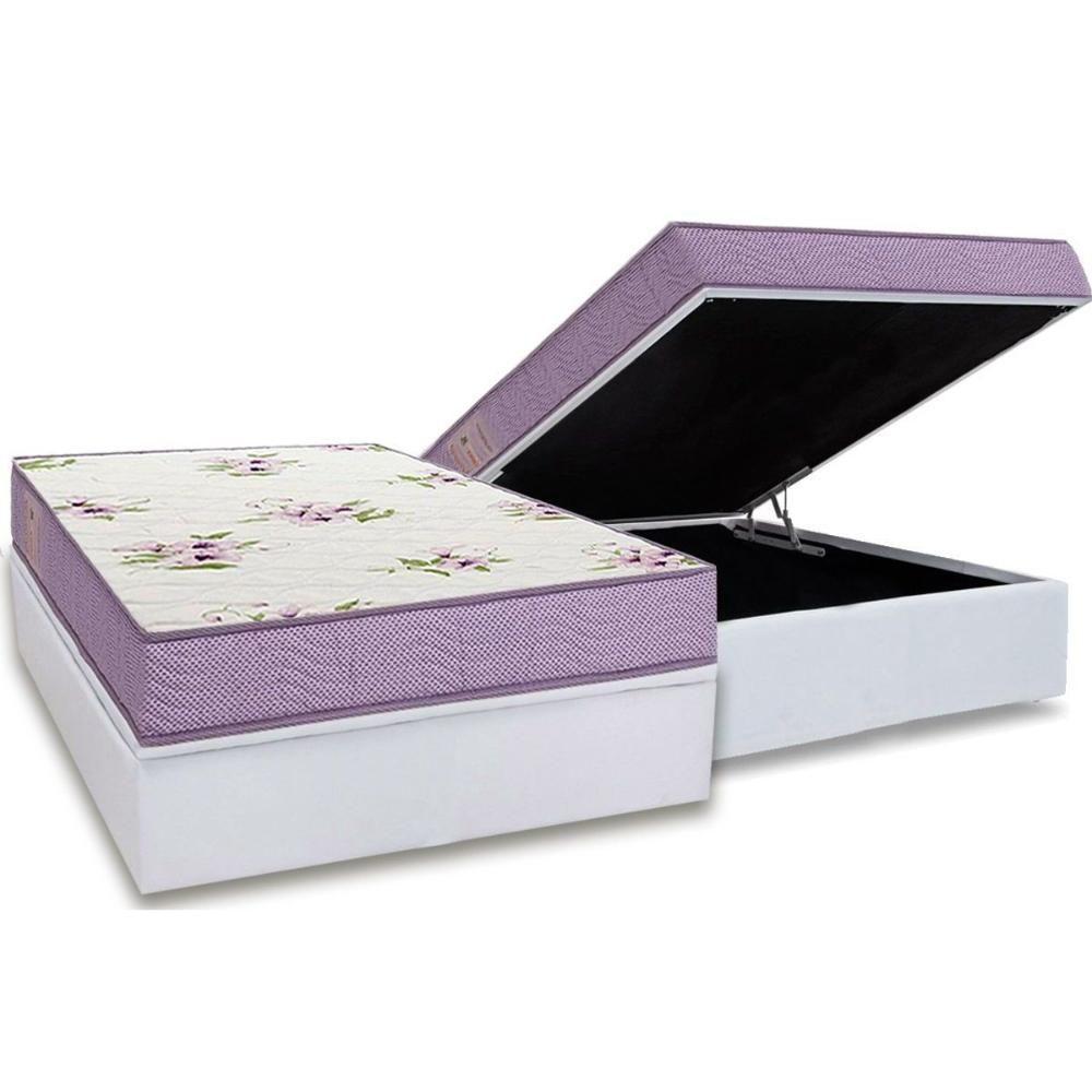 Conjunto Box Baú Casal: Colchão Molas Ortobom D23 Physical Super Resistente Bordado + Base Crc Courano White (138x188) - 1