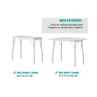 Conjunto Mesa De Cozinha Dobrável E 2 Banquetas 105 Prata Branco Prata Branco Carraro - 9