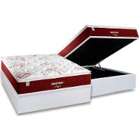 Cama Box Baú Casal: Colchão Molas Bonnel Plumatex Superlastic Destiny + Base Crc Courano White (138x188) - 1