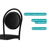 Conjunto Mesa Sala Jantar 1588 Com Tampo Madeirado 100cm E 4 Cadeiras 1738 Preto Carraro - 8