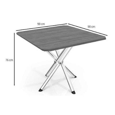 Conjunto Mesa De Cozinha Volga Com Tampo De Madeira 90cm E 4 Cadeiras Portugal Cromado Nogueira Bege Kappesberg