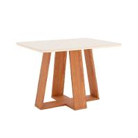 Conjunto Mesa De Cozinha Lins Com Tampo Madeirado Com Vidro Curvo 120x80cm E 4 Cadeiras Malu Nature Linho Henn