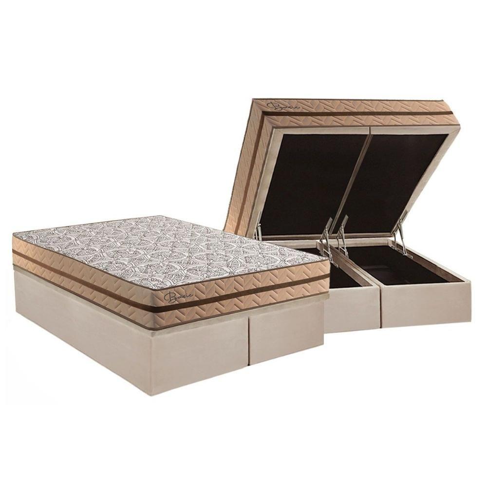 Conjunto Box Baú King: Colchão Molas Paropas Ensacadas Basic + Base Crc Suede Clean (193x203) - 1
