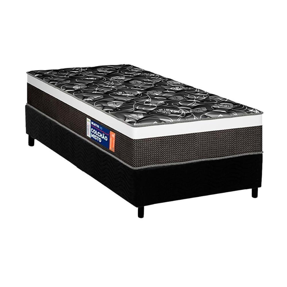 Cama Box Solteiro: Colchão Espuma D33 Plumatex Selectus + Base Crc Suede Black (88x188) - 1